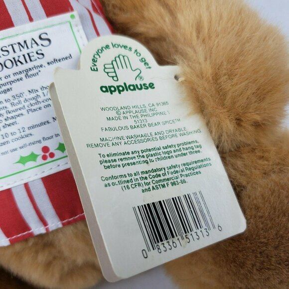 Vintage Applause Fabulous Baker Bear Spice 11 in Plush Christmas Cookie Cutter - Picture 9 of 12